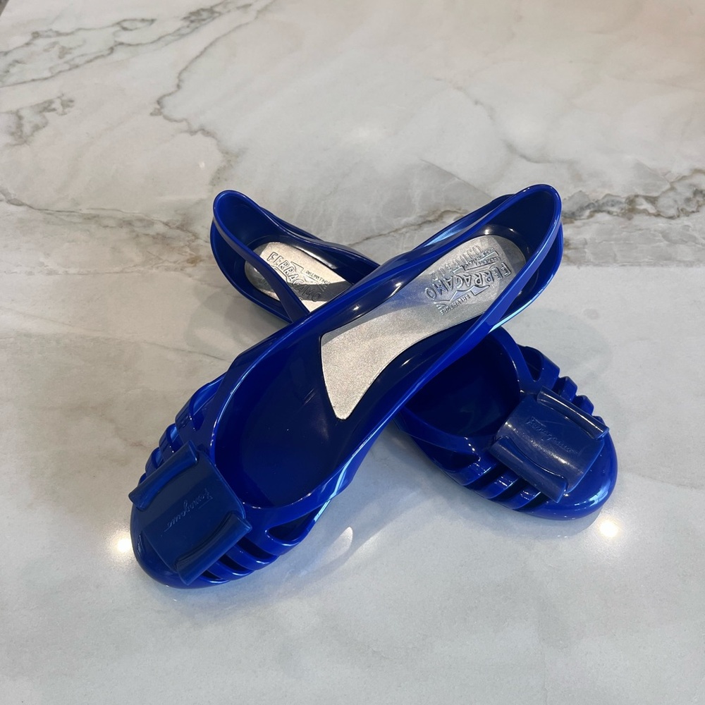 Salvatore Ferragamo Blue Loafers with Elegant Cutouts